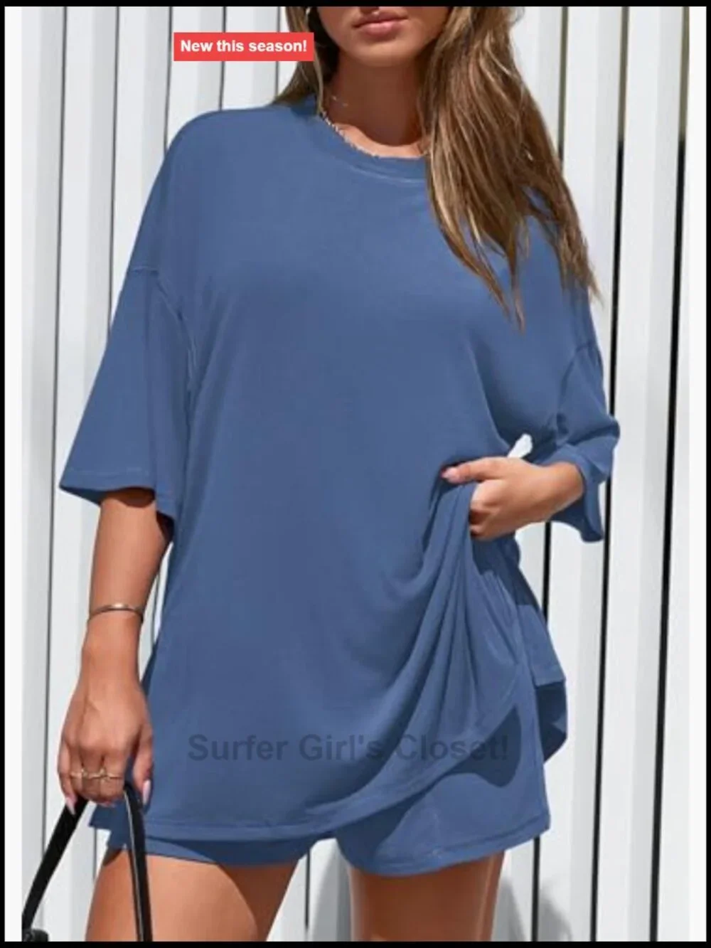 2 Piece Lounge Set Oversized Tee & Shorts with Pockets Matching Travel Outfit